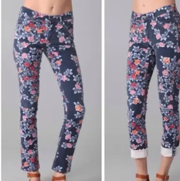 Citizens of Humanity Mandy Jean Floral Print High Waist Roll Up - Picture 3 of 9